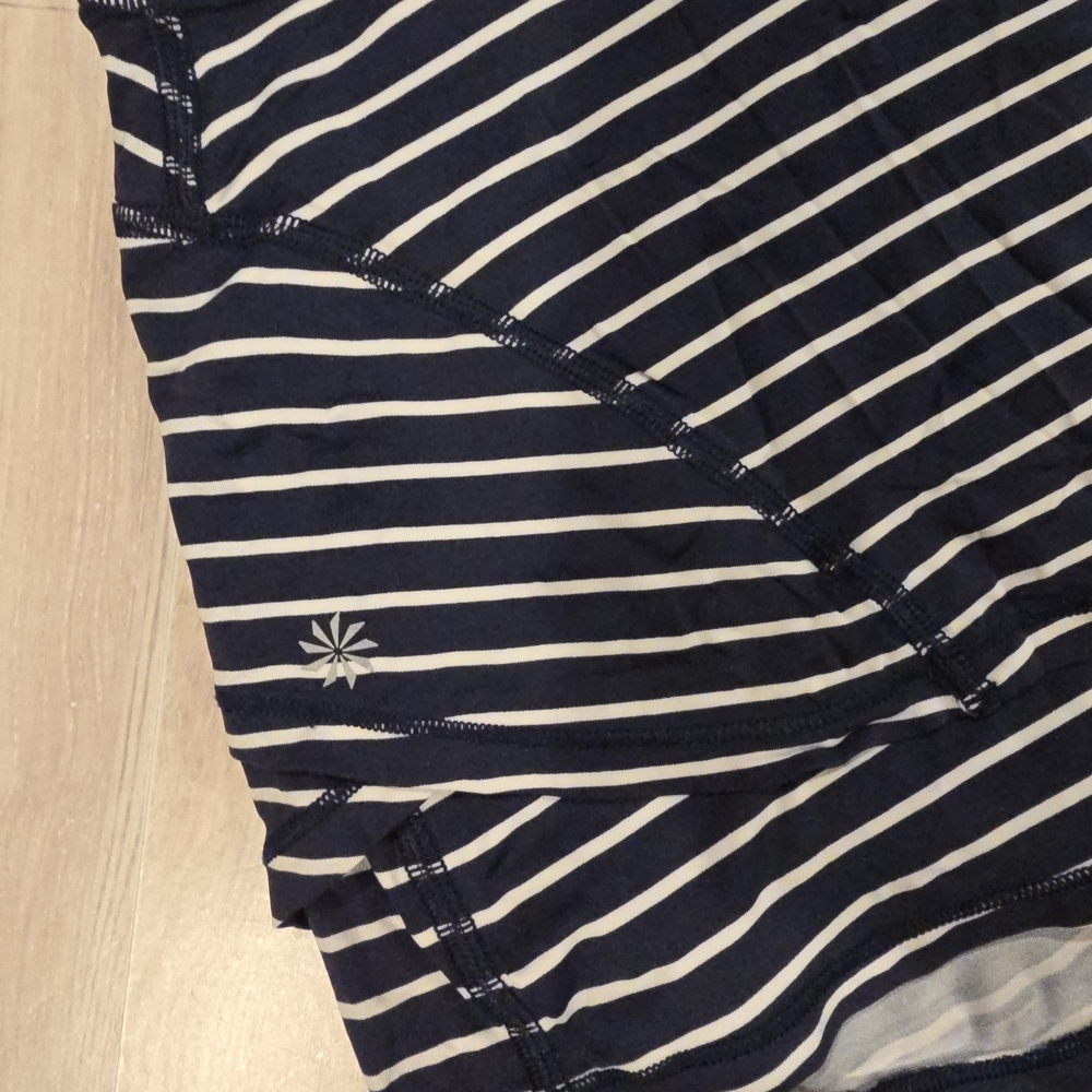 Athleta Sculptek Navy Striped Stealth Skirt Tennis Skort Size Small Golf Running - Picture 2 of 11